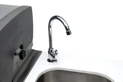 Mont Alpi 400 Deluxe BBQ Grill Island with Beverage Center, Kegerator, Kamado Module & Extra Drawer Storage - MAi400-DKEGBEVKAMDR