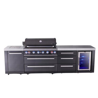 Mont Alpi 805 Black Stainless Steel BBQ Grill Island with Extra Drawer Storage & Fridge - MAi805-BSSDRFC (PREORDER - Est. Ship Date Dec 15)