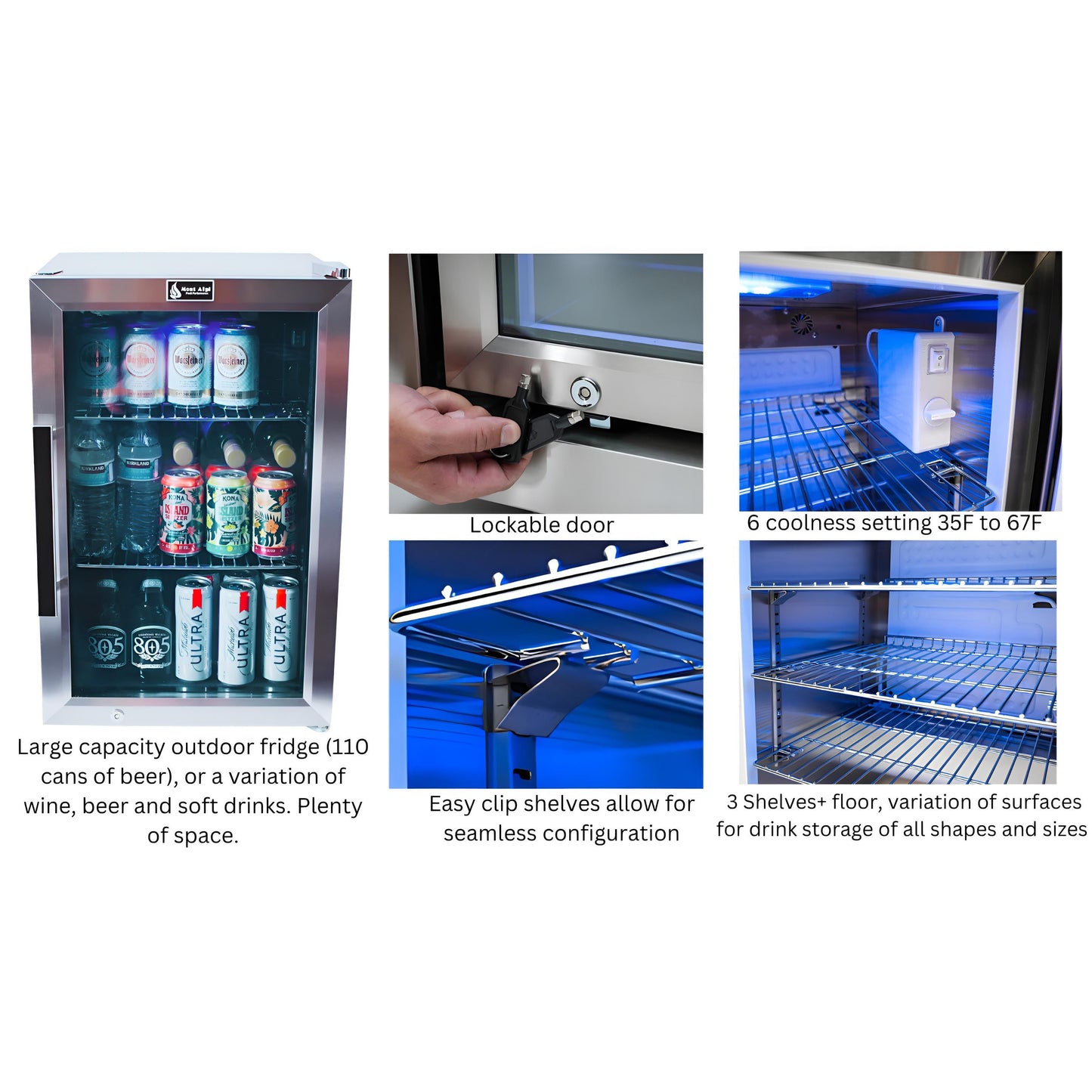 Mont Alpi 805 Deluxe BBQ Grill Island with L-Shape, Extra Drawer Storage & Fridge - MAi805-D90FCDR