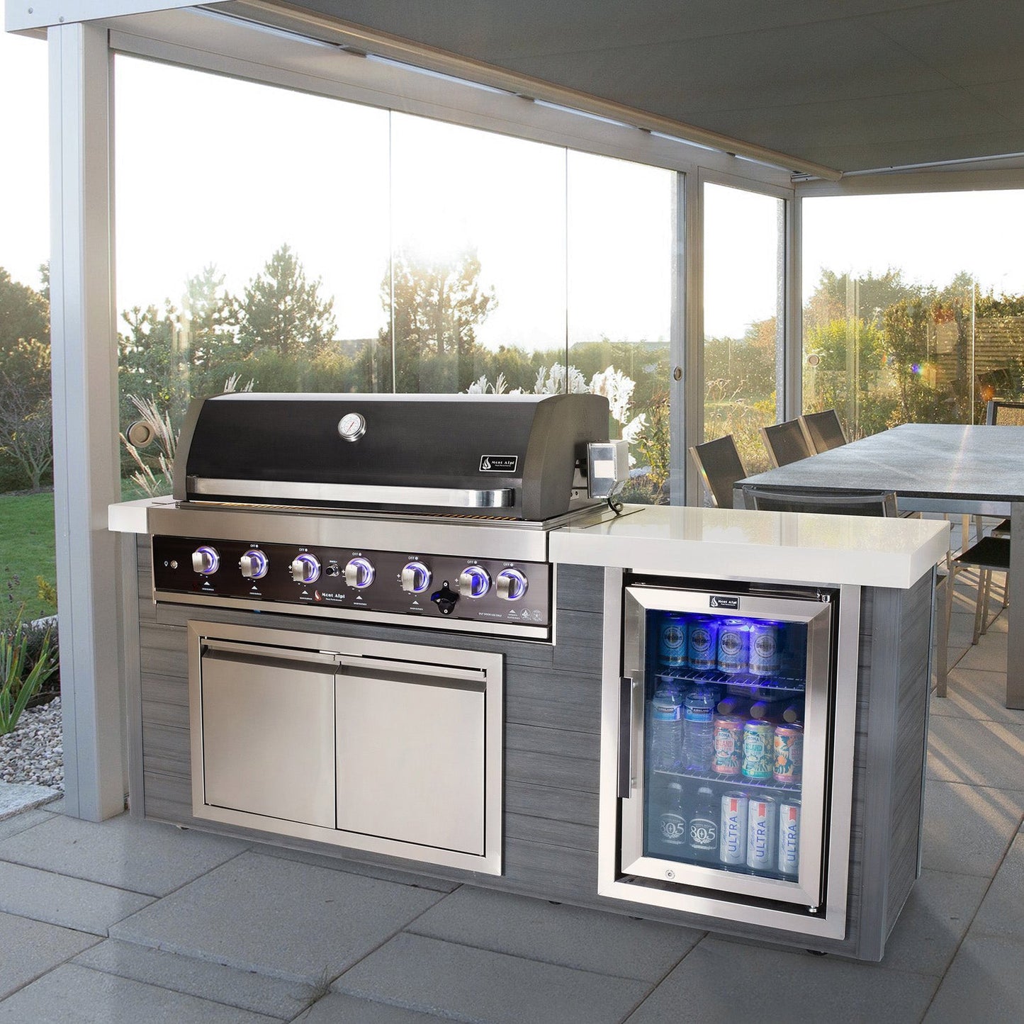 Mont Alpi Artwood 6-Burner Black Stainless Steel BBQ Grill Island - MA805-AWBSS