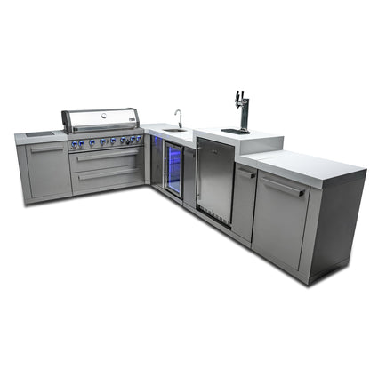 Mont Alpi 805 BBQ Grill Island with L-Shape, Kegerator & Beverage Center - MAi805-90KEGBEV