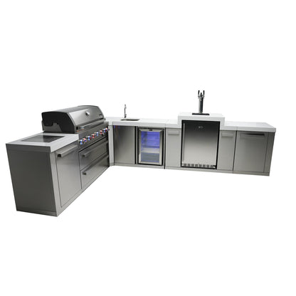 Mont Alpi 805 BBQ Grill Island with L-Shape, Kegerator & Beverage Center - MAi805-90KEGBEV