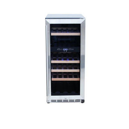 RCS 15-Inch Stainless Steel Wine Cooler with Glass Window