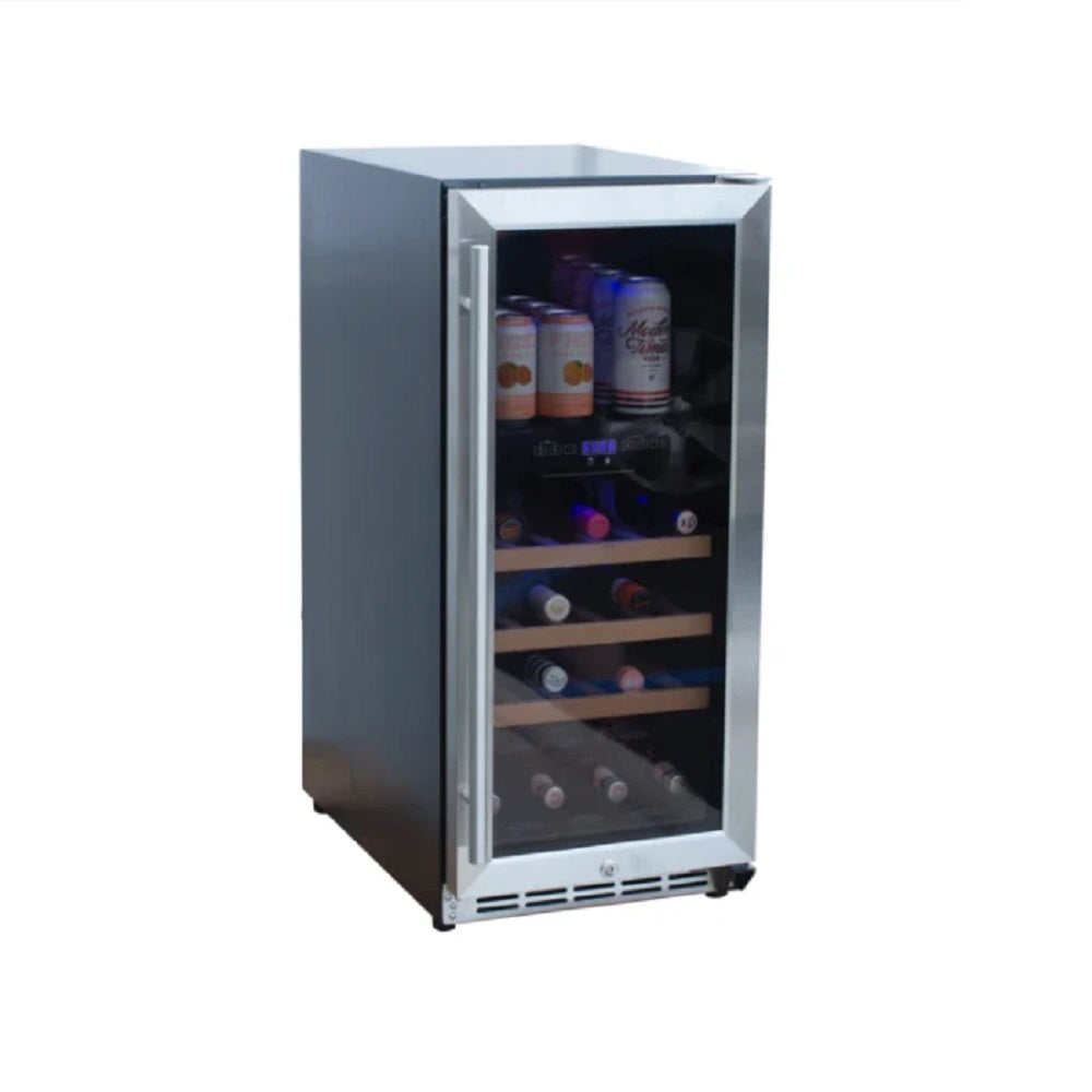 RCS 15-Inch Stainless Steel Wine Cooler with Glass Window