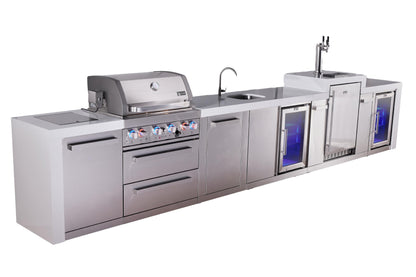 Mont Alpi 400 Deluxe BBQ Grill Island with Beverage Center, Kegerator, Extra Storage & Fridge - MAi400-DKEGBEVFCXL