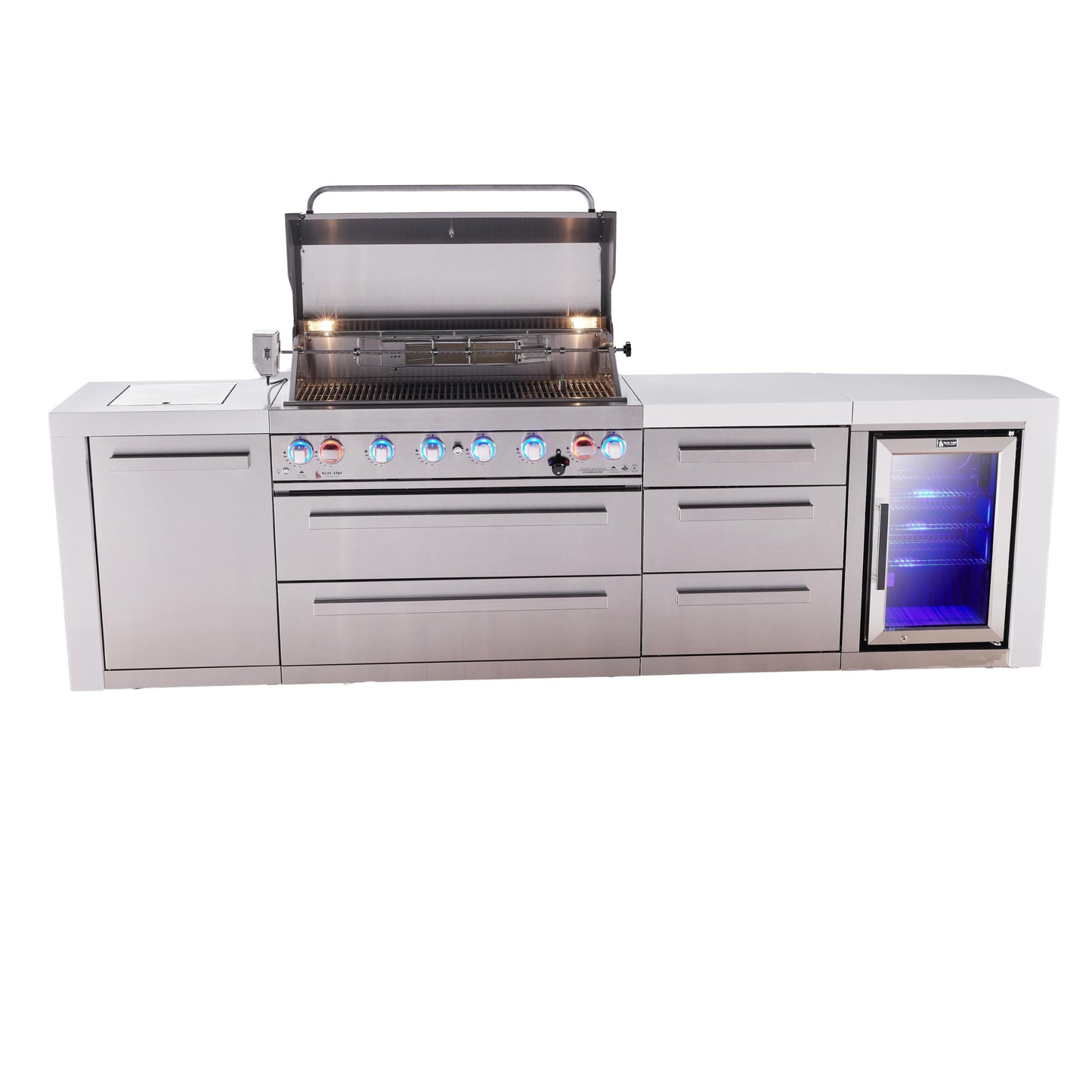 Mont Alpi 805 Deluxe BBQ Grill Island with Extra Drawer Storage & Fridge - MAi805-DFCDR