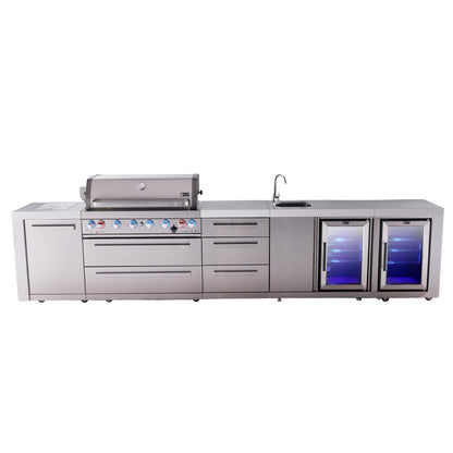Mont Alpi 805 Deluxe BBQ Grill Island with Beverage Center, Extra Drawer Storage & Fridge - MAi805-DBEVFCDR