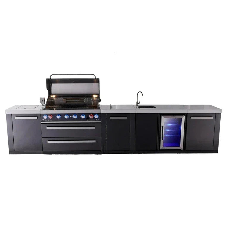 Mont Alpi 805 Black Stainless Steel BBQ Grill Island with Beverage Center & Extra Storage - MAi805-BSSBEVXL