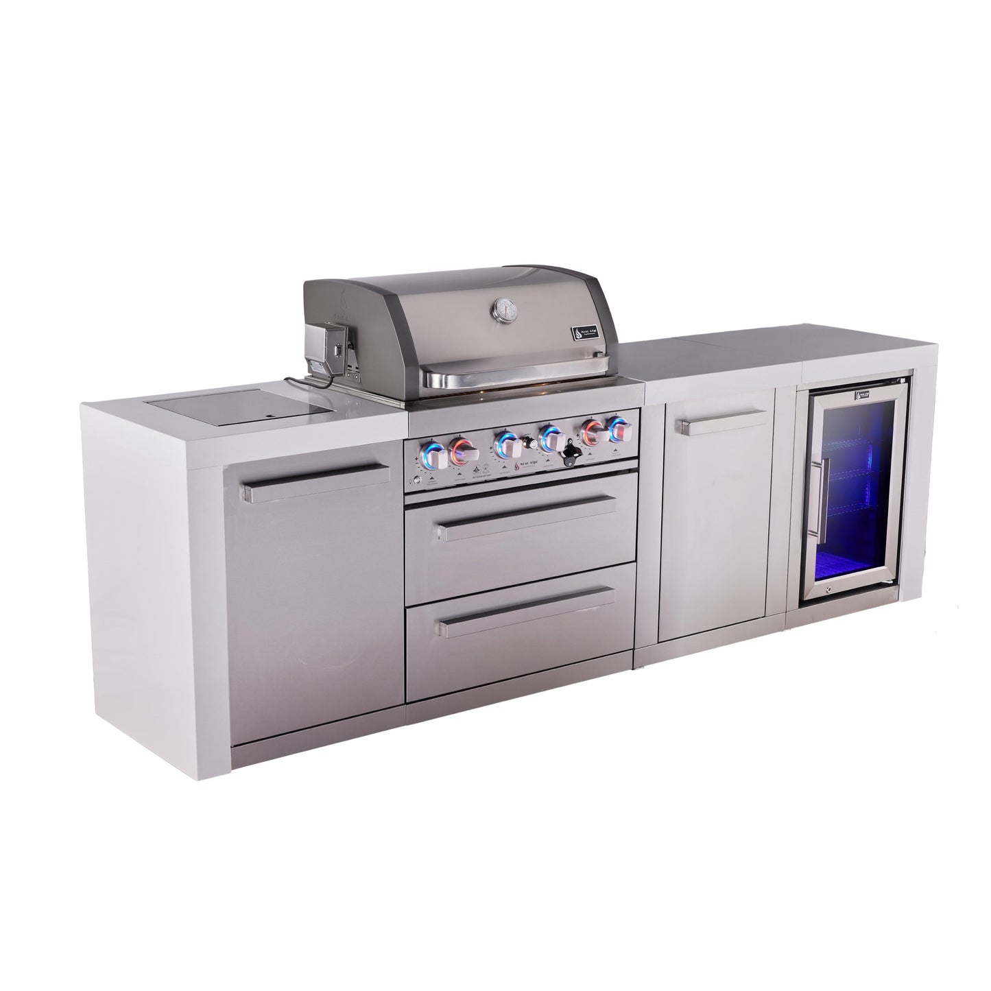 Mont Alpi 400 Deluxe BBQ Grill Island with Extra Storage & Fridge - MAi400-DFCXL