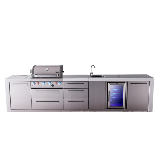 Mont Alpi 400 Deluxe BBQ Grill Island with Beverage Center & Extra Drawer Storage - MAi400-DBEVDR