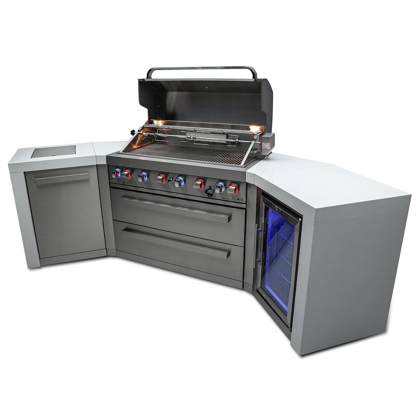 Mont Alpi 805 Deluxe BBQ Grill Island with V-Shape & Fridge Cabinet - MAi805-D45FC