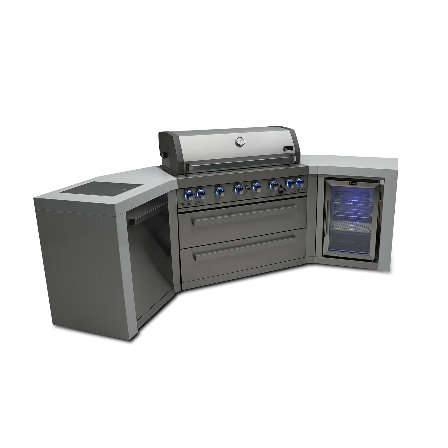 Mont Alpi 805 Deluxe BBQ Grill Island with V-Shape & Fridge Cabinet - MAi805-D45FC