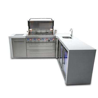 Mont Alpi 805 Deluxe BBQ Grill Island with L-Shape Beverage Center & Fridge - MAi805-D90BEVFC