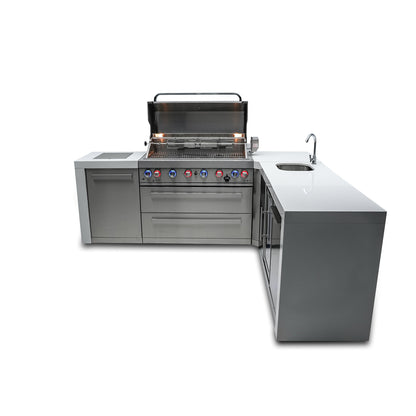 Mont Alpi 805 Deluxe BBQ Grill Island with L-Shape & Beverage Center - MAi805-D90BEV