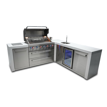 Mont Alpi 805 Deluxe BBQ Grill Island with L-Shape & Beverage Center - MAi805-D90BEV