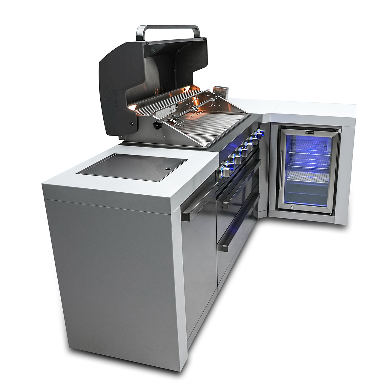 Mont Alpi 805 Deluxe BBQ Grill Island with L-Shape & Fridge Cabinet - MAi805-D90FC