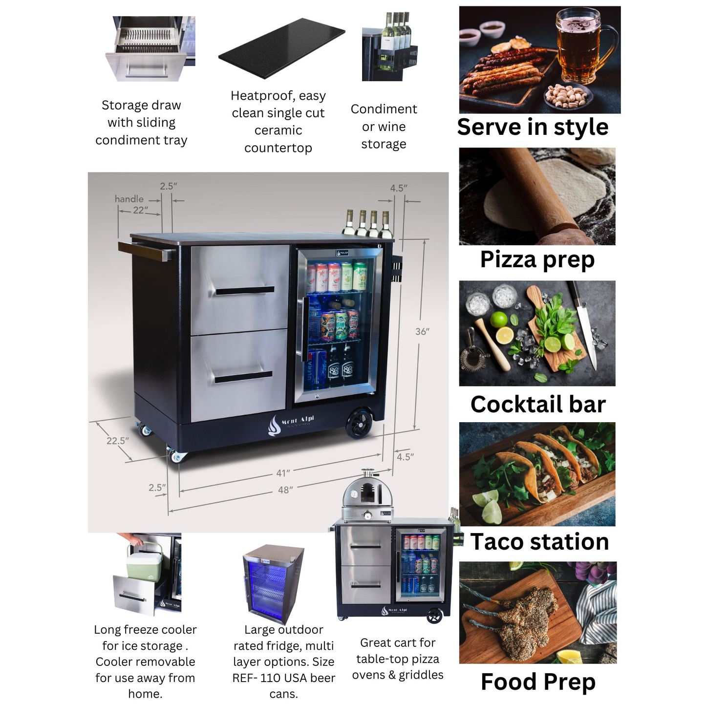 Mont Alpi Mobile Outdoor Prep Center & Pizza Oven Combo - MAPCL + MAPZ-SS