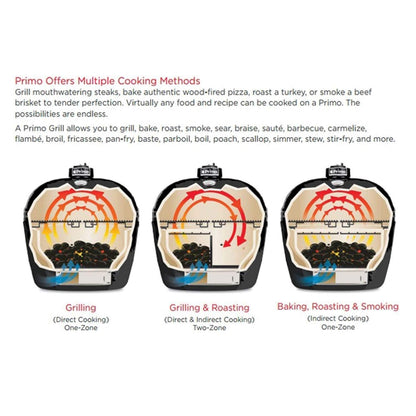 Primo Oval XL 400 Ceramic Kamado Grill with Cradle & Side Shelves