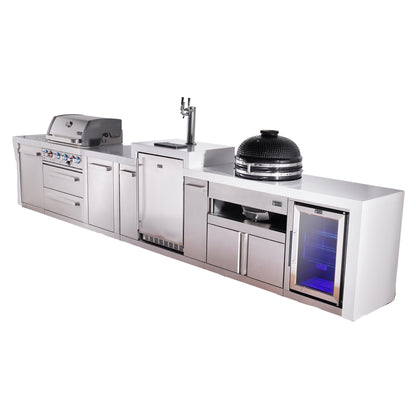 Mont Alpi 400 Deluxe BBQ Grill Island with Kegerator, Kamado Module, Extra Storage & Fridge - MAi400-DKEGKAMFCXL