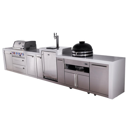 Mont Alpi 400 Deluxe BBQ Grill Island with Kegerator, Kamado Module & Extra Storage - MAi400D-DKEGKAMXL